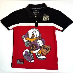 SWITCH Boys Money Duck Graphic Polo Shirt M Streetwear Hiphop‎ Urban Bold Sporty